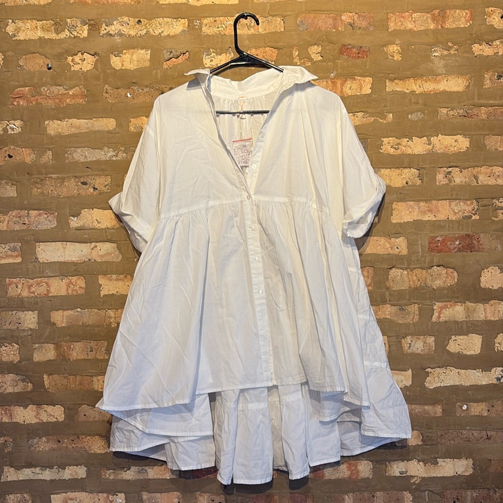 Free People White Short-sleeve button down